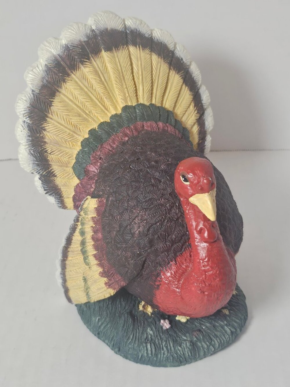 Hand Painted Resin Turkey Statue Primitive Fall Harvest Table Decor 8"